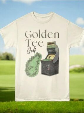 Golden Tee Golf Vintage Arcade Graphic Tee Cream 2XL NWT Retro Gamer Streetwear